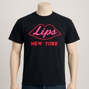 Lips New York Graphic Tee Mens Size M Streetwear Y2K Urban‎ Nightlife TShirt NYC